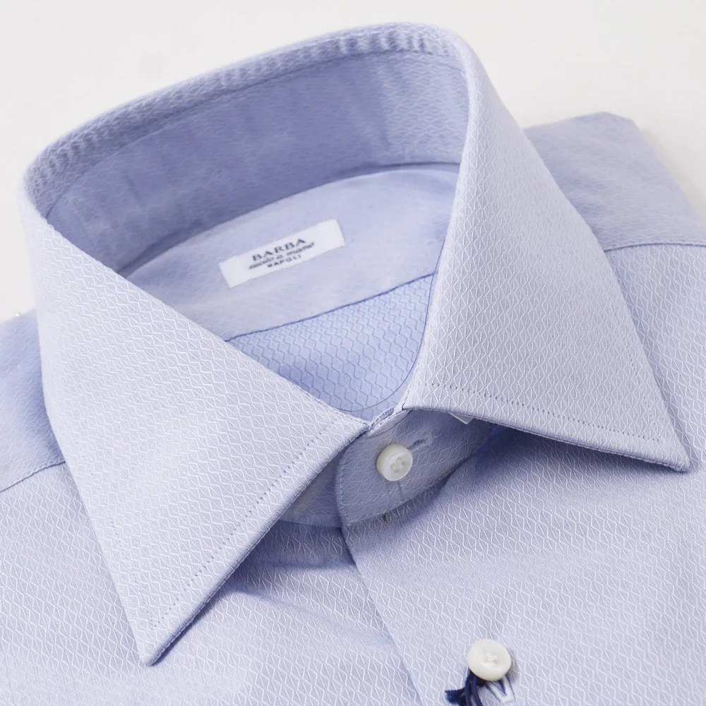 Barba Cotton Shirt in Blue Diamond Jacquard