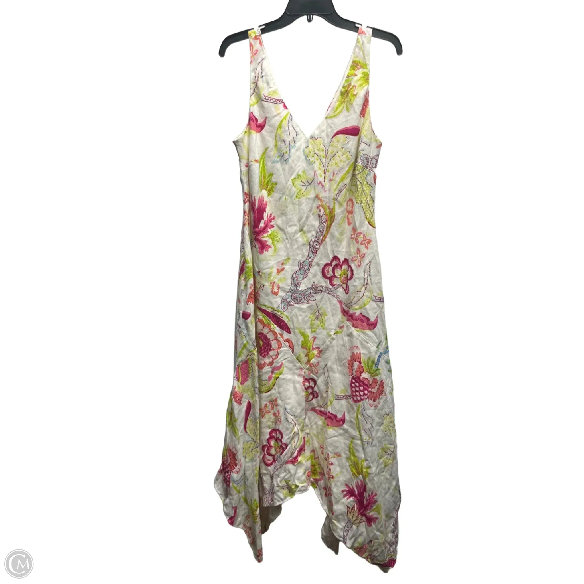 Dress Casual Midi By Lauren By Ralph Lauren In Pink & Yellow. Size: L