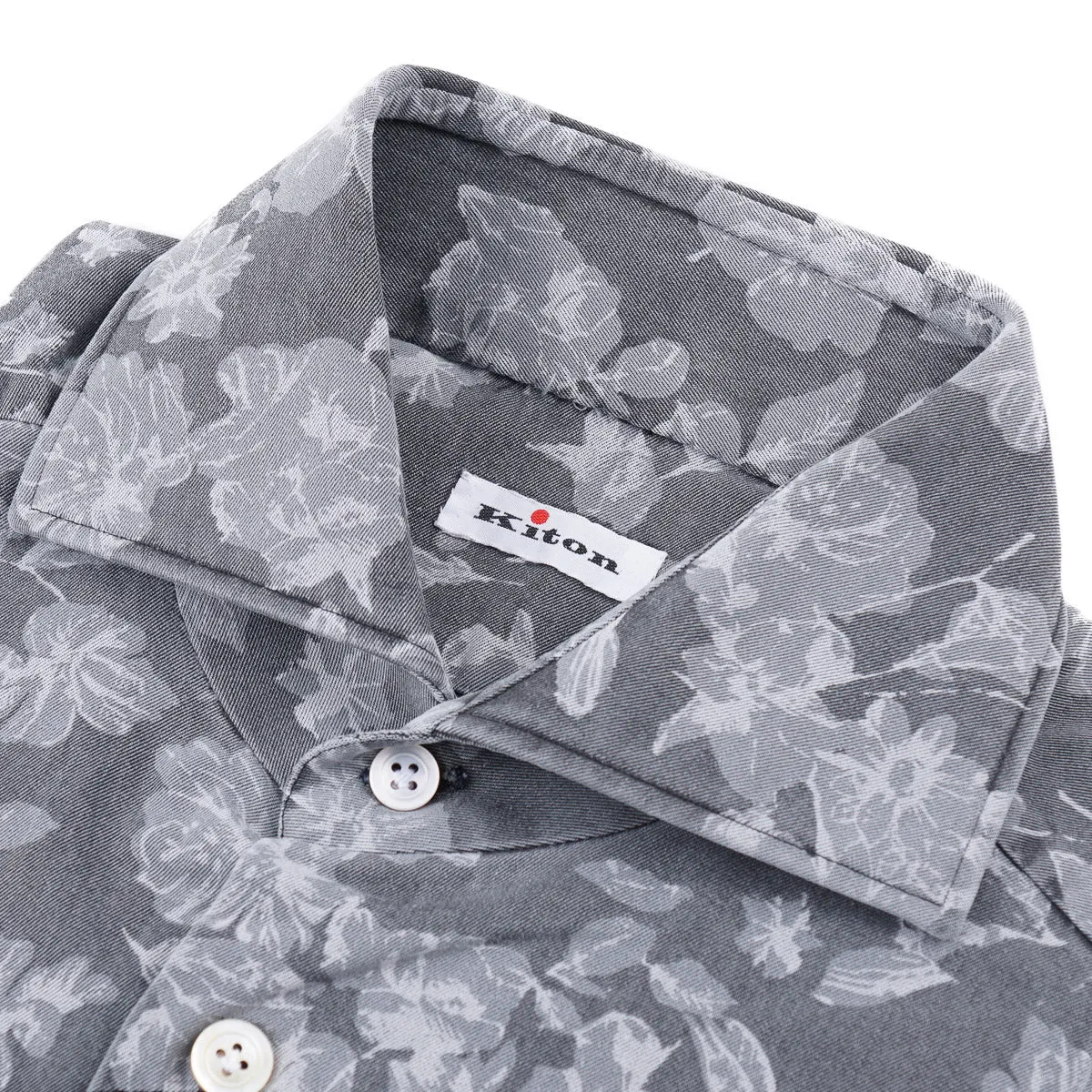 Kiton Slim-Fit Floral Denim Shirt