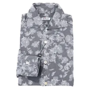 Kiton Slim-Fit Floral Denim Shirt